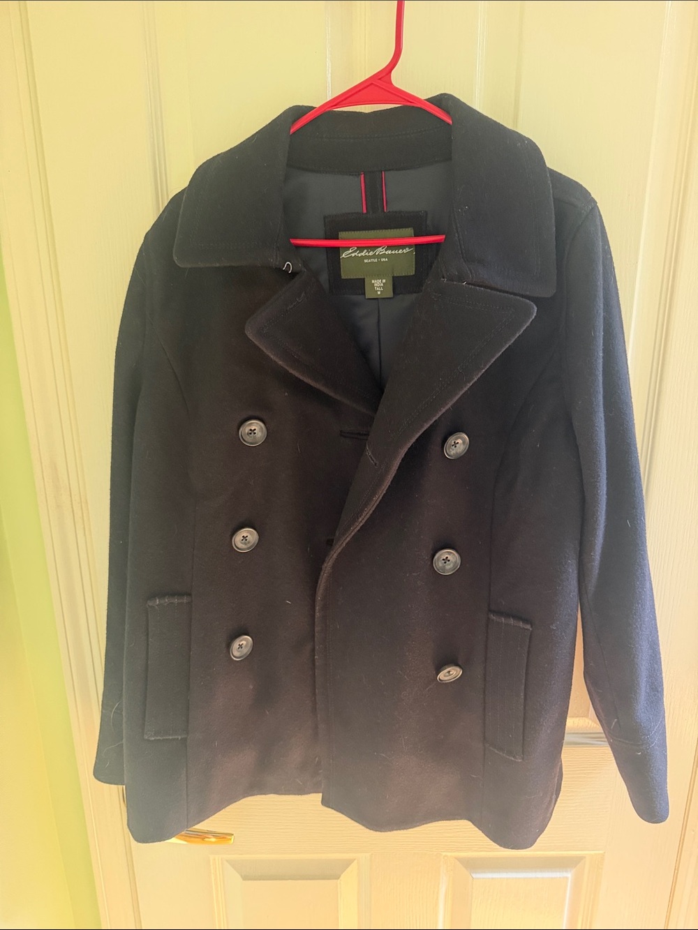 Eddie Bauer Black Double-Breasted Pea Coat